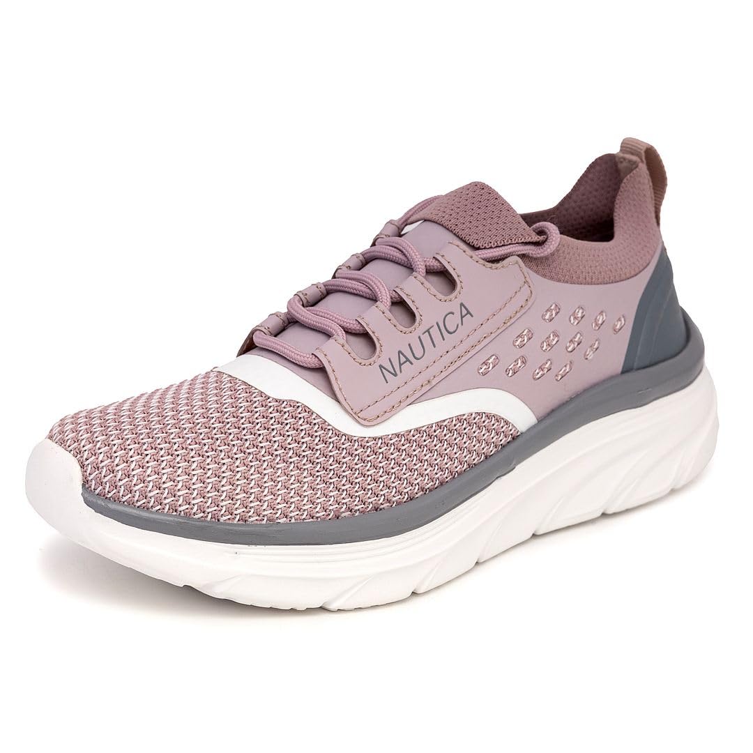 Nautica Women's Fashion Sneaker Lace-Up Running Shoe Casual Max Cushioning Walking Tennis Sneaker-Seracen-Light Lilac-10