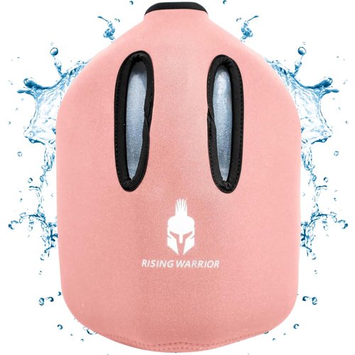 Rising Warrior Gallon Jug Sleeve | Insulated Neoprene Cover with Pockets |1 Gallon Water Jug Gym Gear Sleeve Fits Standard Gallon Jug | Gallon Water Bottle Holder w YKK Zipper (Powerful Pink)