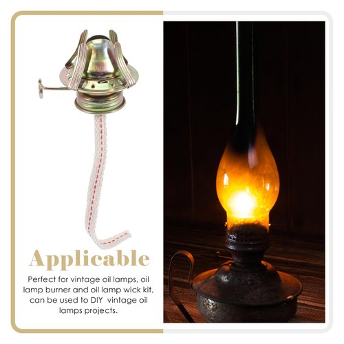 STOBAZA 2Pcs Oil Lamp Burner Replacement Kerosene Lamp Parts for Antique Hurricane Lantern - Brass