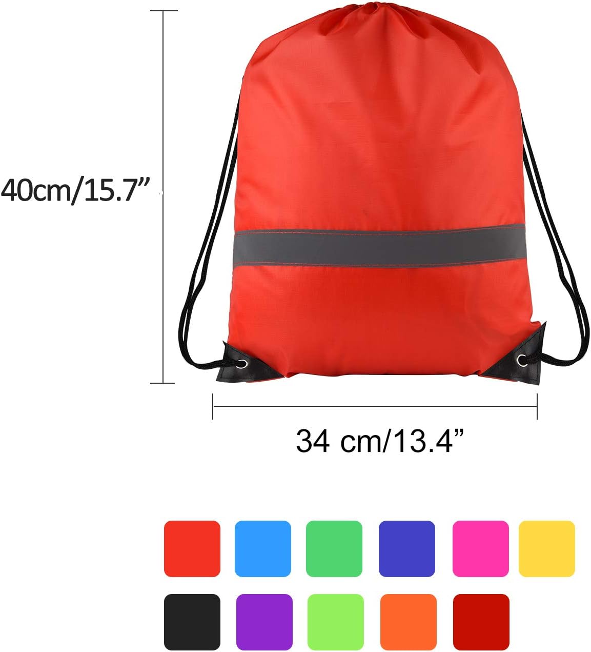 KUUQA 15 Pack Drawstring Backpack Bag Bulk Reflective Backpack String Bags Cinch Sack Backpack for Team Yoga Sport Gym Traveling