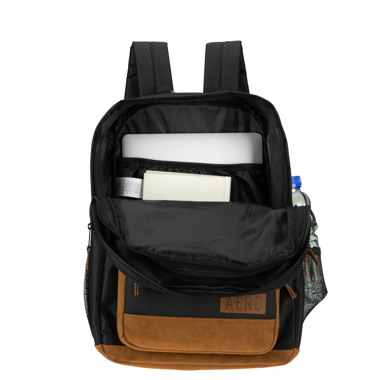 AEROPOSTALE Airstream Unisex Backpack - Aero Mens and Womens Bag for Everyday Use (Black/Brown)