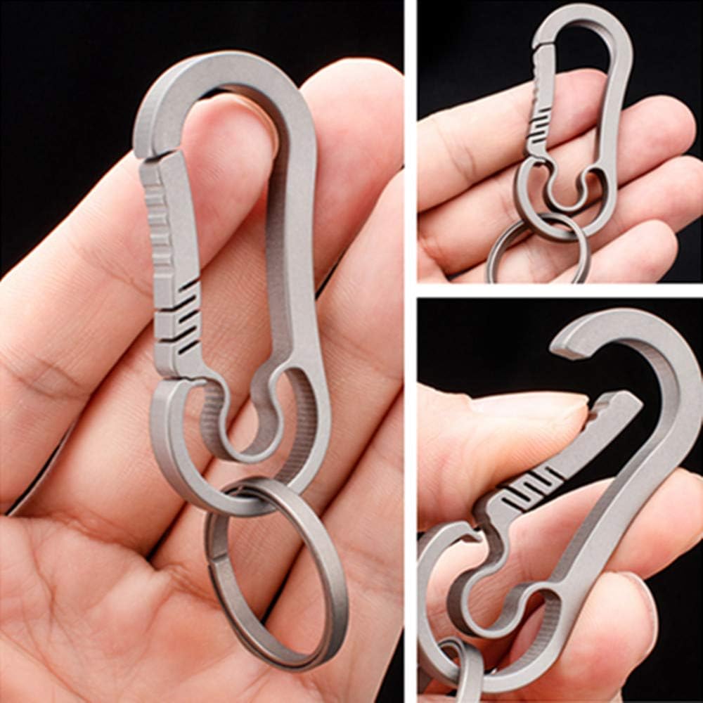 Ultralight Aviation Titanium Anti-Lost Keychain Carabiner Creative CNC Design Keychain 26mm Titanium Key Ring