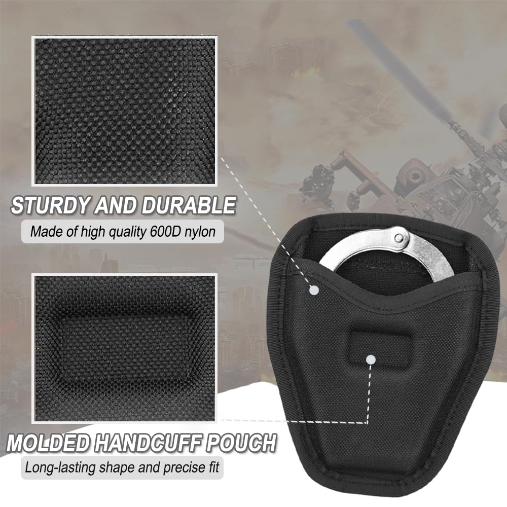 Handcuff Case for Duty Belt, Open Top Handcuff Holder Holster for Duty Belt Police Law Enforcement, Durable Wear-Resistant Nylon Case for Police Security Accessory for Standard Chain&Hinge Handcuff