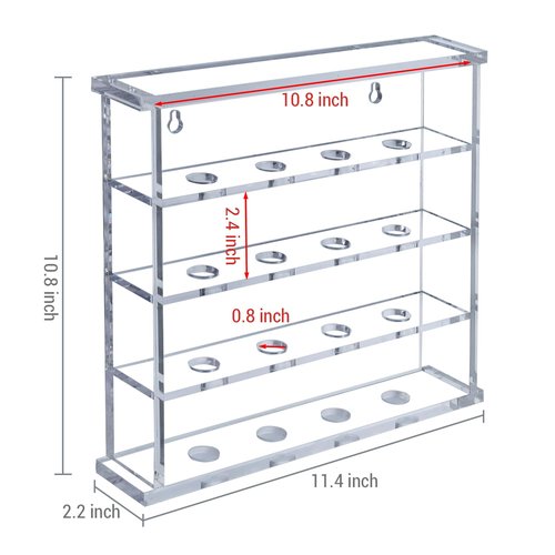MyGift Premium Clear Acrylic Mountable 4 Tier Golf Ball Holder Showcase Rack, Wall Mounted Golf Ball Display Case Storage Cabinet Shelf, Holds 16 Balls
