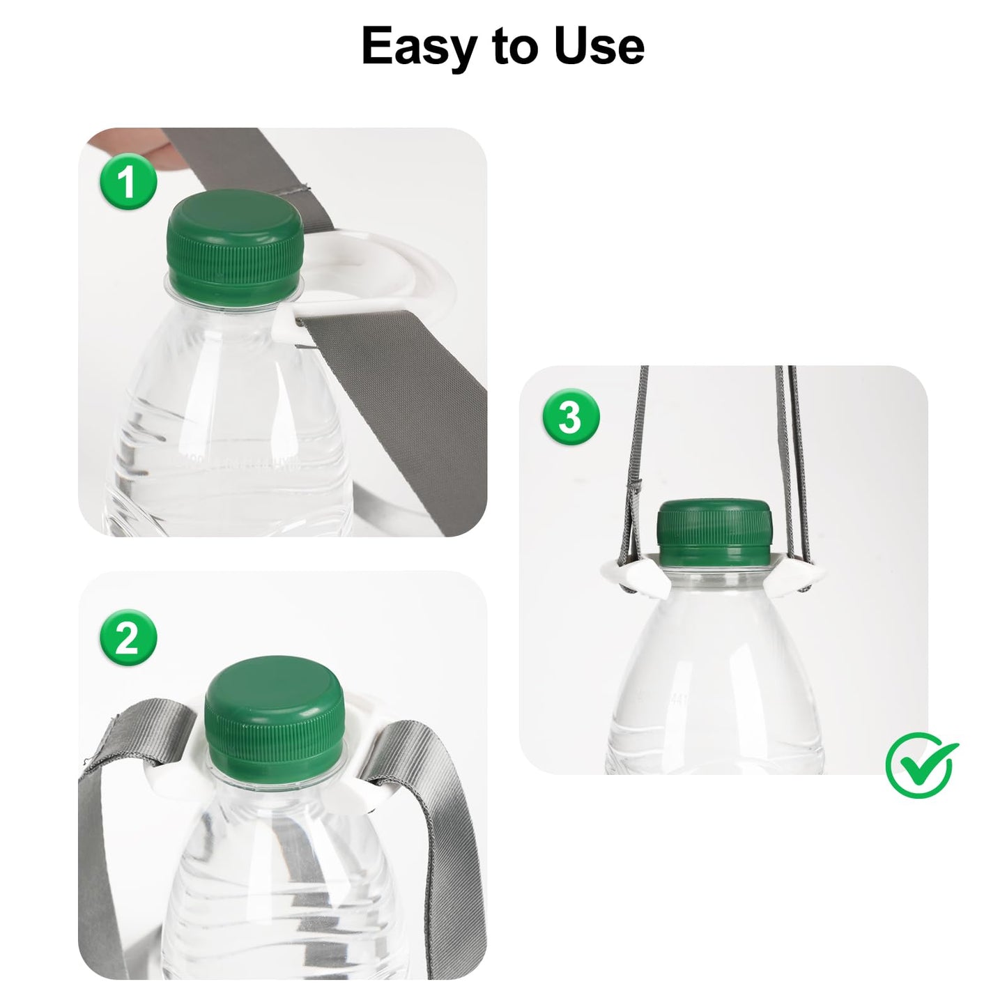 Generic 4 Pack Water Bottle Holder Lanyard, Adjustable Shoulder Strap for 16.9 fl oz Bottles, White