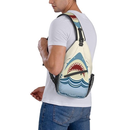 Shark Sling Backpack Chest Bag Crossbody Shoulder Bag Gym Cycling Travel Hiking Daypack For Men Women