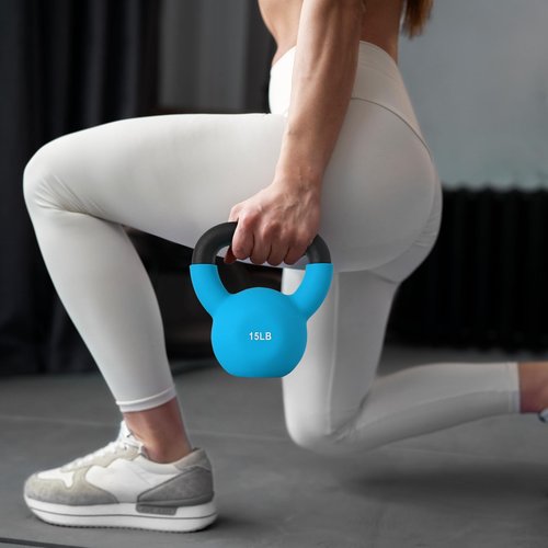 MADOG 10/15/20 LB Kettlebells, Neoprene Coated Strength Training Kettlebells, Hand Weights for Full Body Workout Equipment, Grip and Strength Training for Home Gym, Blue