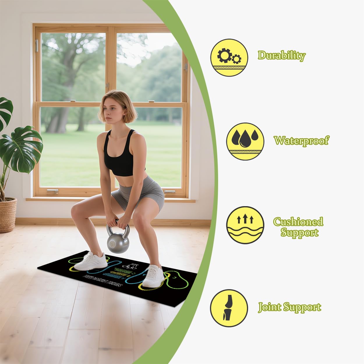 Exercise Mat Perfect for Squats, Leg and Ab Workouts, Squat guide mat, Squat Step Position, Squat Mat Knee Mat Lightweight and Portable for Men and Women