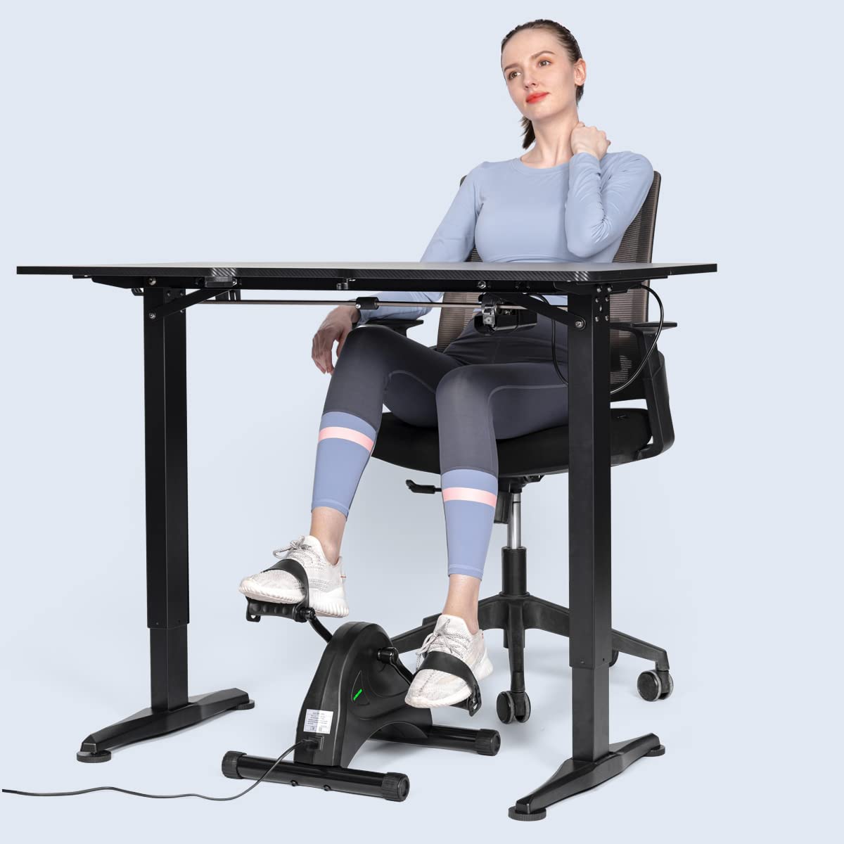 HOMGIM Motorized Mini Exercise Bike Electric Pedal Exerciser for Seniors Rehab Training, Under Desk Bike Pedal Exerciser for Arm/Leg Fitness & Physical Therapy, 6 Levels Speed Adjustment (Black)