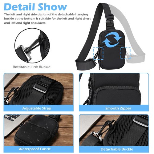 MDJYMYZ Crossbody Sling Bag Men, Cell Phone Shoulder Holster Men, Neoprene Waterproof Shoulder Backpack Chest Crossbody Bag