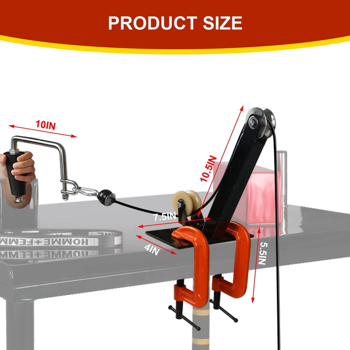 Generic Arm Wrestling Training Pulley System Professional Equipment Fitness Forearm, Wrist Exerciser Strength Develop Machine with Handle, Black Orange, JR-0085-GE