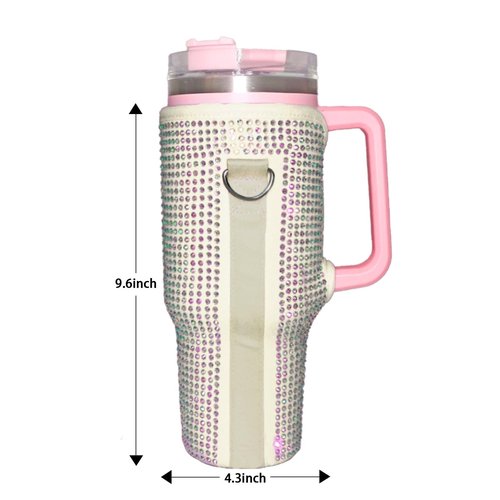 mpmpssss Bling Water Bottle Carrying Bag, Suitable for Stanley 40oz Tumbler with Handle Neoprene Water Bottle Holder Pouch with Adjustable Strap for Stanley Cup Accessories.