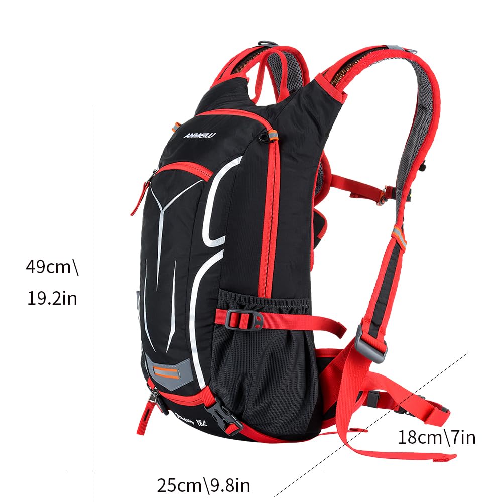ANMEILU Outdoor Cycling Hydration Pack, 18L Bicycle Backpack, Black, Adjustable Straps, Hiking, Cycling, Mountain Trekking