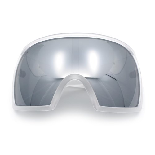 Super Oversized XXL Goggle Style Wrap Around Sport Plastic Sunglasses Frost - Silver Mirror