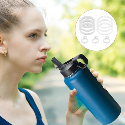 AYWFEY 11 Pcs Silicone Water Bottle Gasket Replacement Compatible with Thermoflask Water Bottle 24oz, 32oz, 40oz & 64oz + Cleaning Brush + Tweezers, Lid Sealing O Rings for Straw Lid & Spout