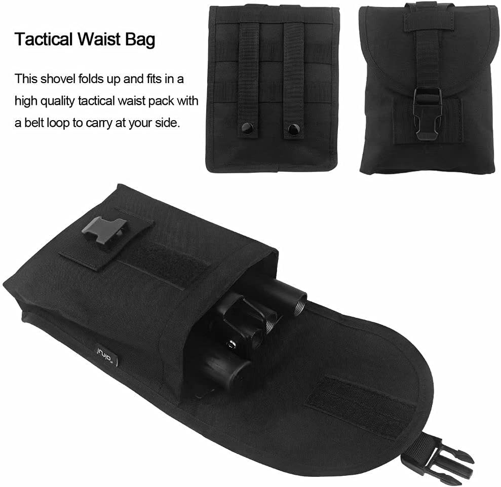 iunio Camping Shovel,Shovel Folding, Portable, Multitool, Foldable Entrenching Tool, Collapsible Spade, for Backpacking, Trenching, Hiking, Survival, Car Emergency