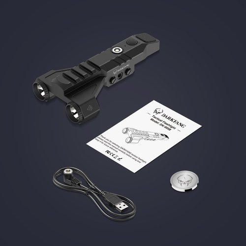 DARKFANG 1450 Lumen Tactical Flashlight Low Profile Design Rechargeable Weapon Light for Picatinny Rail