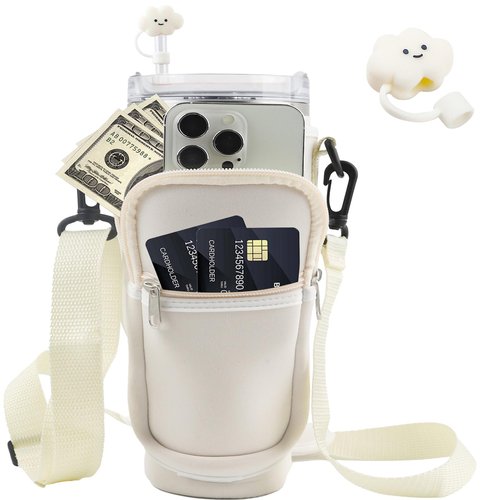 Mohjeke Stanley Cup Accessories,Tumbler Accessories,Pouch Water Bottle Holder with Strap Cup Bag,for stanley 40 oz Tumbler Neoprene Water Bottle,cup pouch and straw cover sets