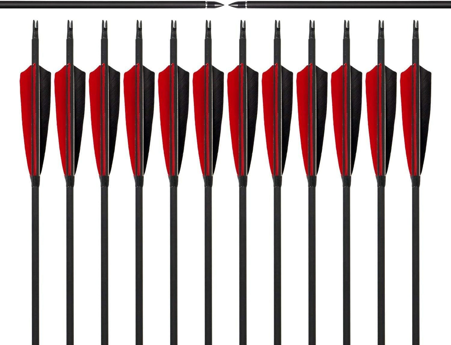 31Inch Carbon Arrows, Targeting Practice Hunting Arrow, Turkey Feather Fletching Arrow, with Removable Tips and nocks for Recurve & Compound Bow