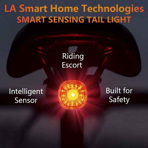 Smart Sensing Bike Taillight, Bicycle Brake Sensing Rear Light, USB Rechargeable IP66 Waterproof, 6 Modes Bright Red LED, Suitable for MTB, Jogging, Kids, Backpacks, and Seniors
