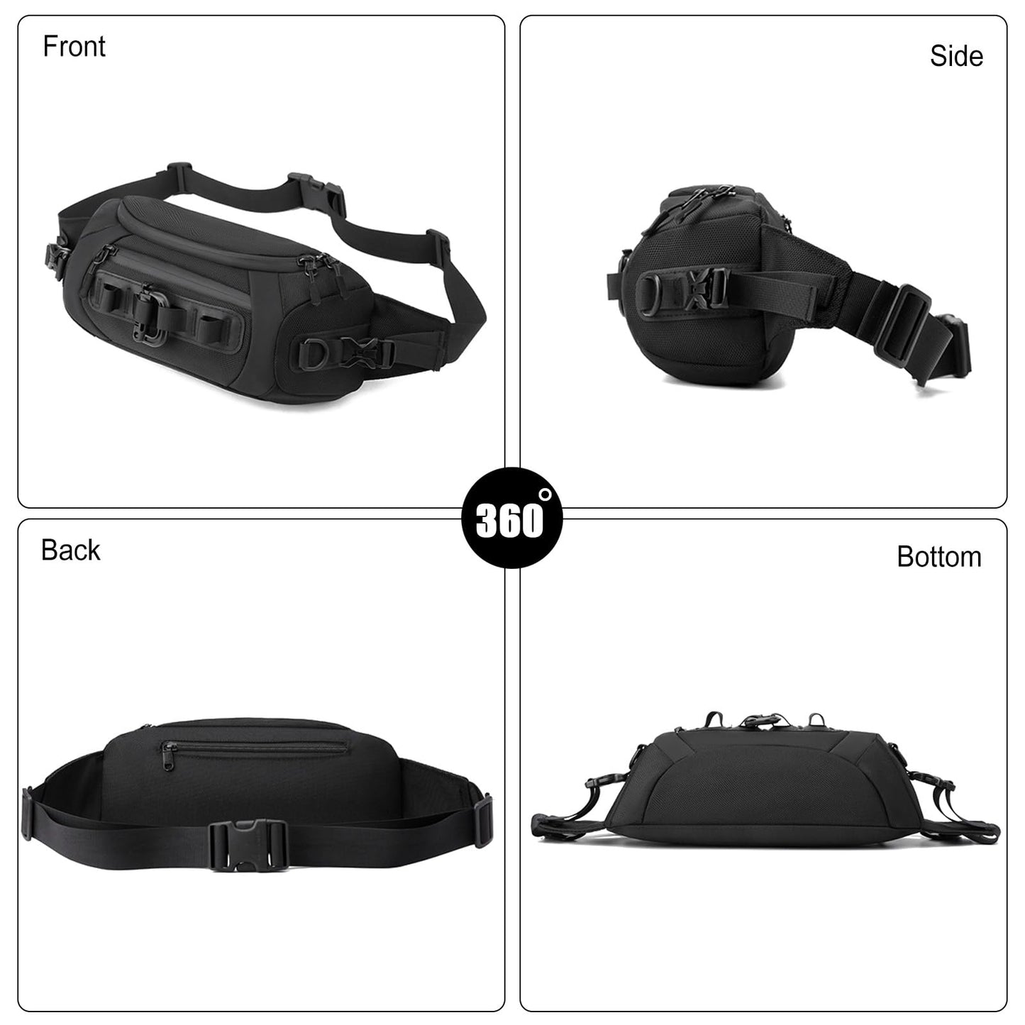 FANDARE Waist Fanny Pack Casual Sling Bag Sport Bumbags for Women Men Chest Crossbody Bags Cover Pack for Hiking Cycling Travelling Outdoor Gym Business Nylon Shoulder Pouch Dark Blue