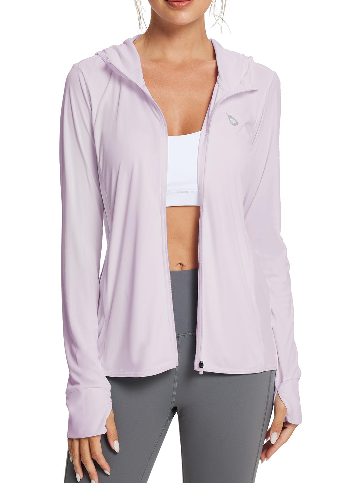 baleaf Women's UPF 50+ Sun Protection Jacket Lightweight UV Long Sleeve Hoodie for Hiking Outdoor Travel Fishing Pastel Purple M