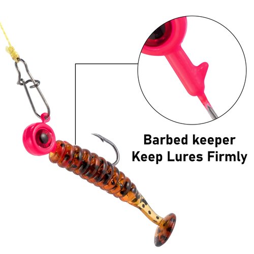 Dr.Fish 30 Pack Crappie Jig Kit 6 Colors Freshwater Fishing Jig Head Crappie Bass Trout Panfish Bluegill Hook Lure Sickle Hook 1/8oz