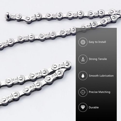 Bike Chain Tool Kit with 6/7/8 Speed Chain, Bike Chain Breaker with Hook, Link Plier and 6 Pairs Bicycle Buckle for Road Mountain Racing Cycling