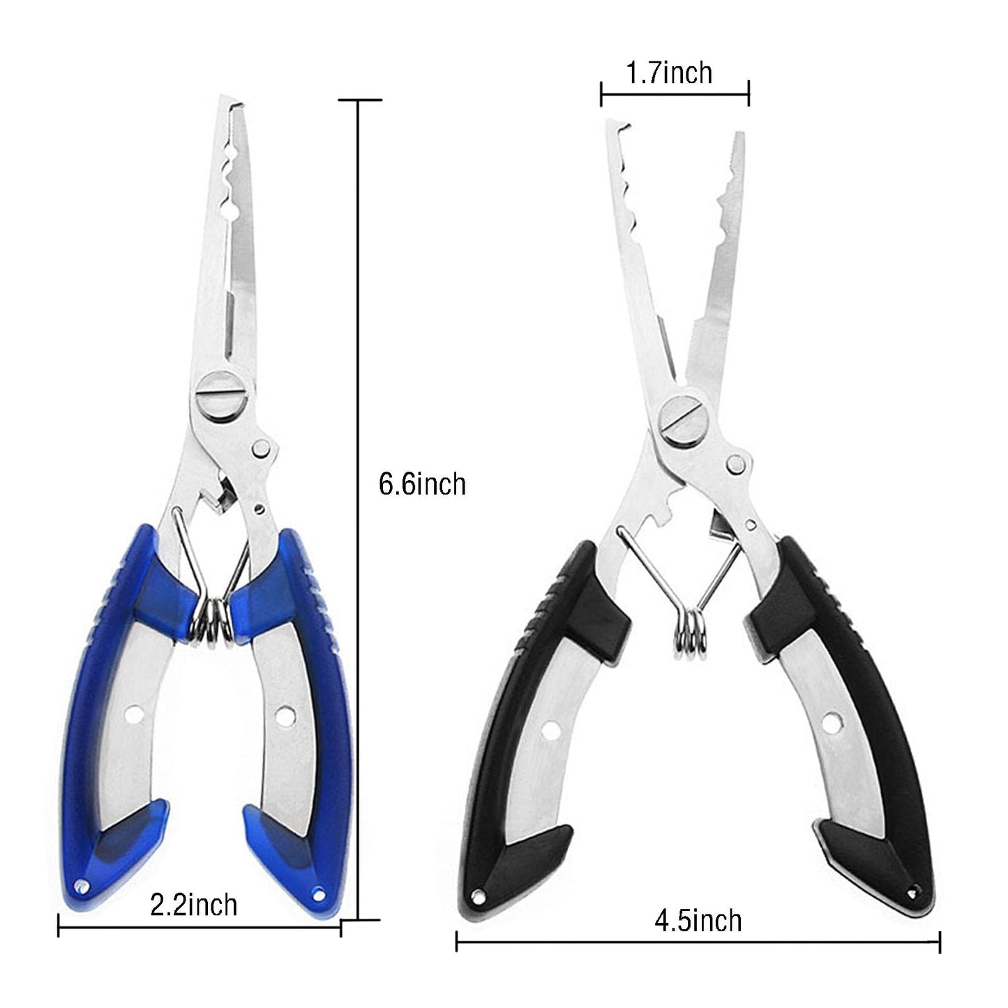 Fishing Pliers Long Nose Hook Remover 2 Multi-function Scissors Braid Cutters Lightweight Stainless Steel Fishing Tools Split Ring Opener Fish Gripper Gear Accessories
