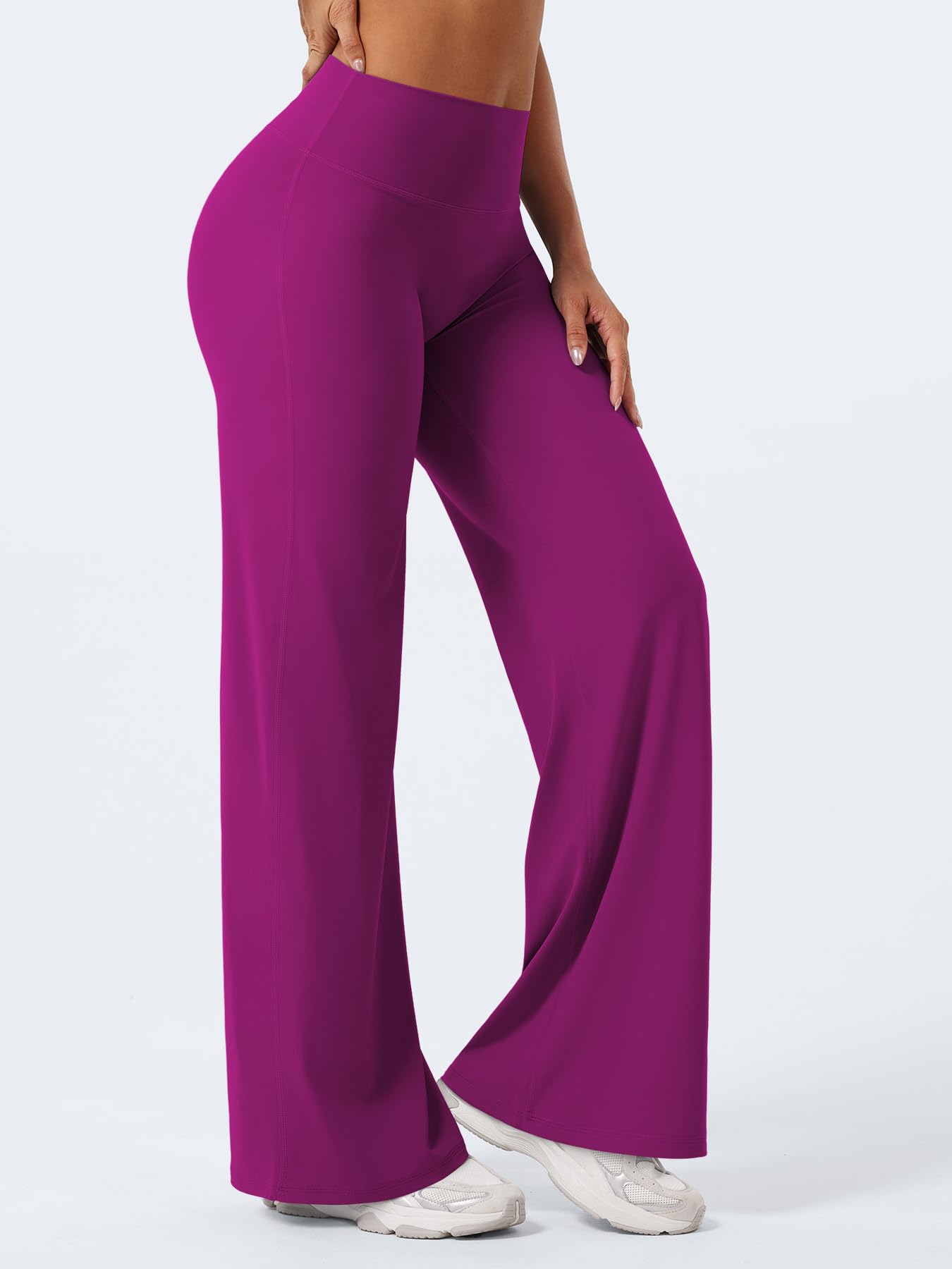 YEOREO Workout Leggings Womens No Front Seam Straight Leggings 31.5" High Waist Buttery Eddiy Gym Yoga Pants Rose Purple XXL