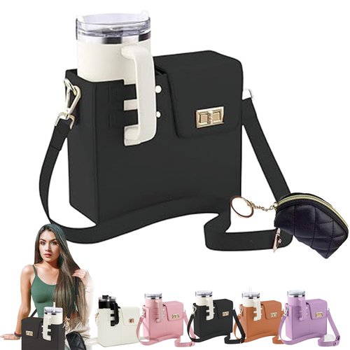 Tefedpot ZETOREL 2025 Cup Purse Holder 40 Oz, Tumbler Bag, Water Bottle Holder with Strap, Water Bottle Carrier with Strap (Black)