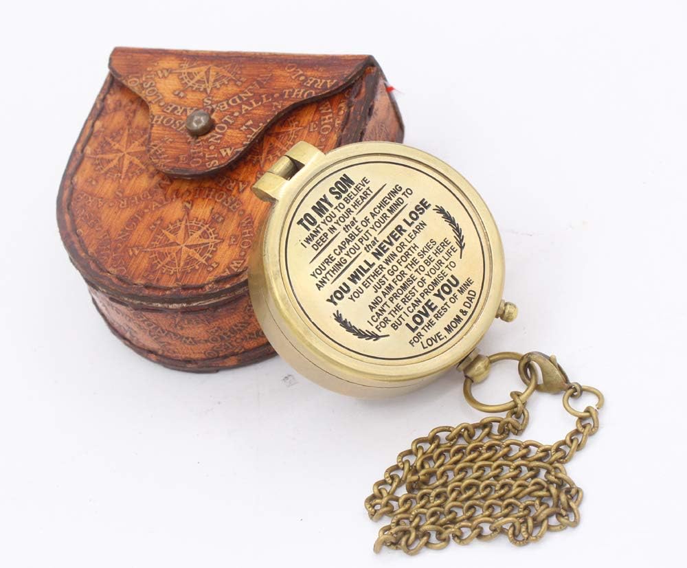Engraved Dad to Son Compass - I Love You Gift for Son's Birthday, Graduation, or Confirmation