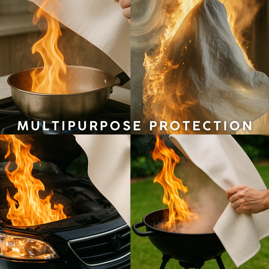 AMBAS Emergency Fire Blanket - Durable, Compact, and Easy-to-Use Fire Suppression Blanket for Home, Kitchen, and Camping - Heat Resistant and Safety Certified