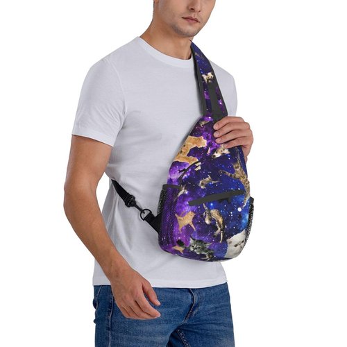 Rmqsyhfz Cute Funny Cat Crossbody Sling Backpack, Cartoon Cat Chest Sling Bag Daypack Adjustable, One Size