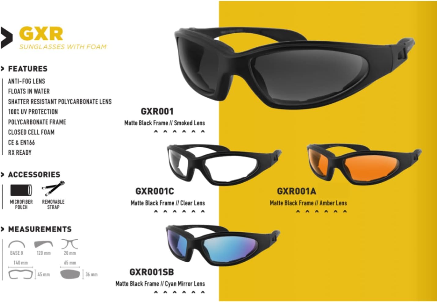 Bobster GXR ®, Matte Black Frame, Cyan Mirror Lens