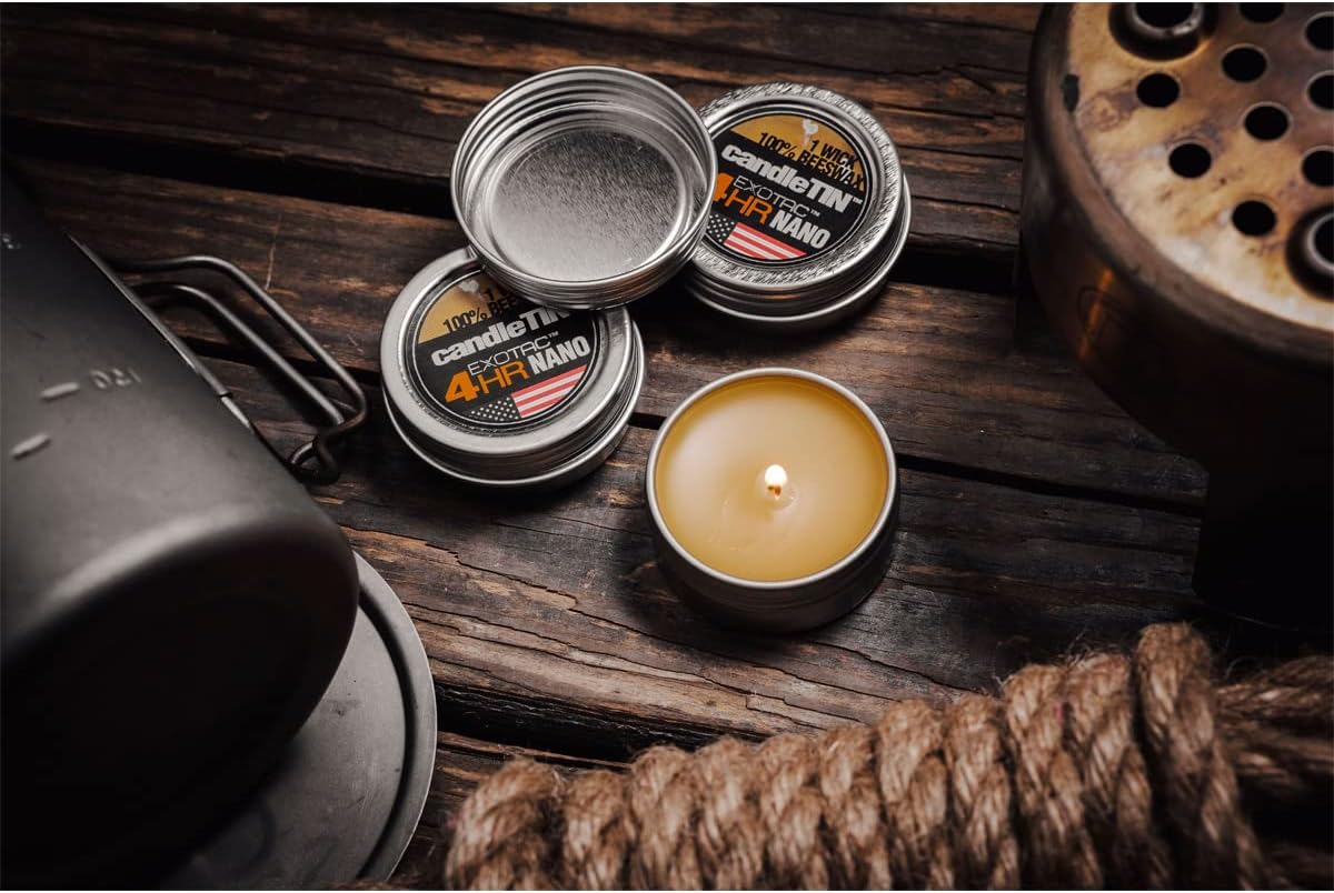 Exotac Nano Emergency Beeswax Tealight Candles - Pack of 3 for Survival Kits