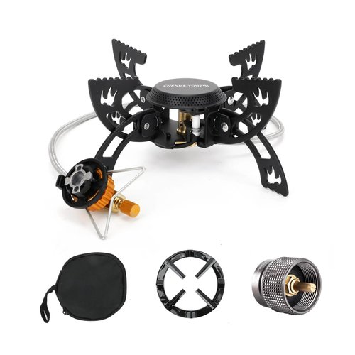 CHENMEIYOUPIN Portable Camping Stove Lightweight Gas Stove Collapsible Backpacking Stove Comes with durable canvas storage bag for Outdoor Camping Cooking Hiking and Picnic