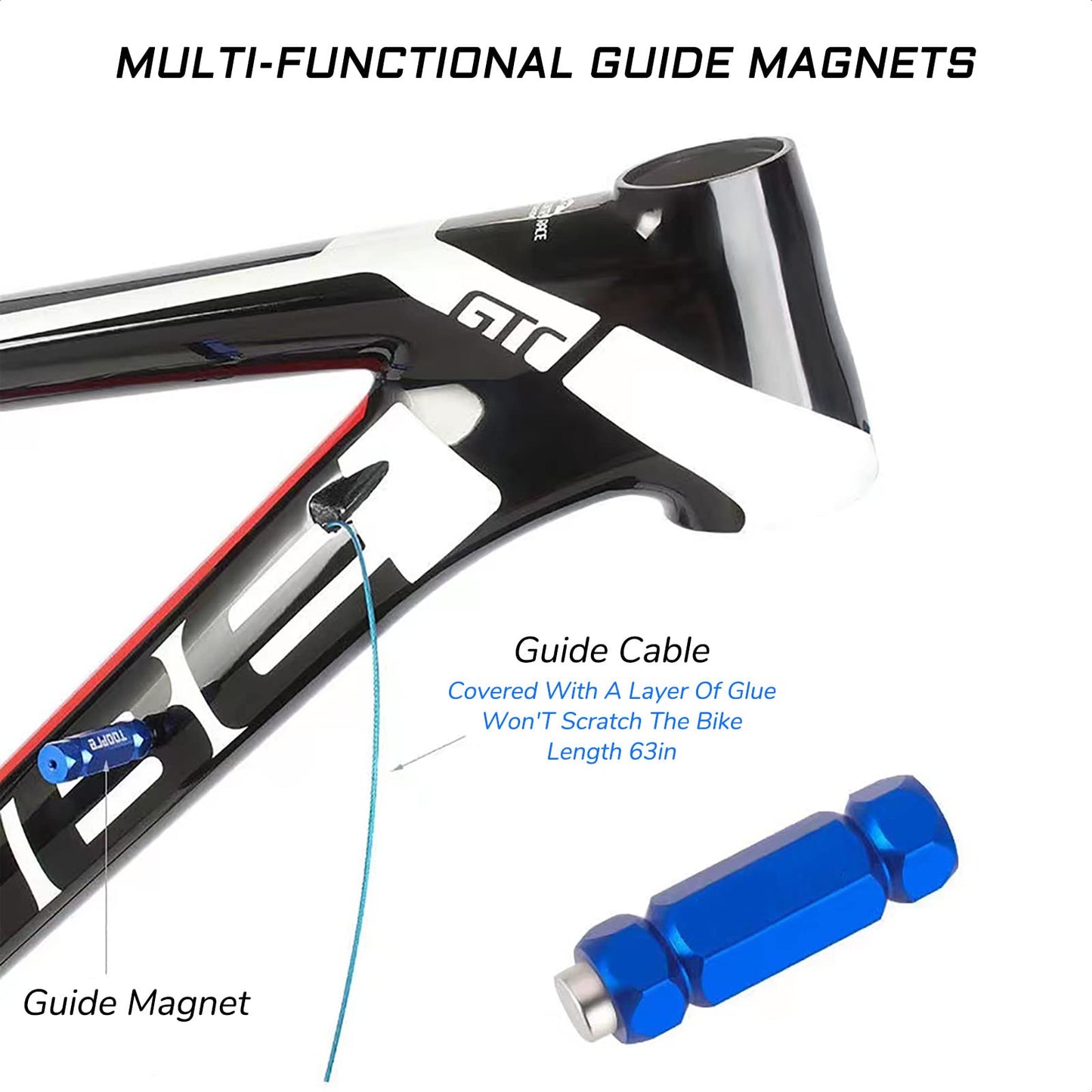 KIEVODE Bike Internal Cable Routing Tool Kit - Install Guide for 4-5.5mm Cable Housing and Inner Wire, Hydraulic Hose, and DI2 E-Tube - For Mountain, Road Bicycle, and MTB Frames