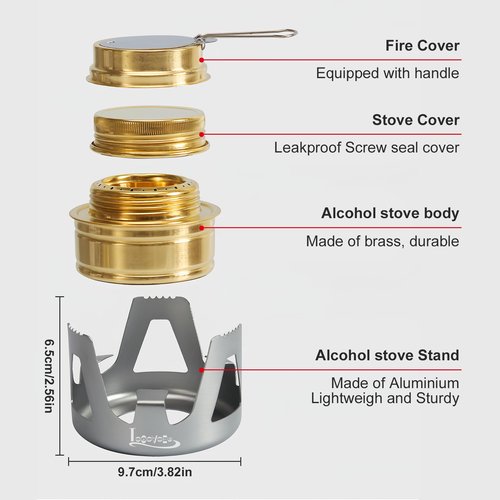 LSOSVSEU Mini Alcohol Stove Alcohol Burner, Lightweight Brass Spirit Burner with Aluminium Stand, Backpacking Stove for Outdoor Camping, Hiking, Backpacking, Picnic (Green)