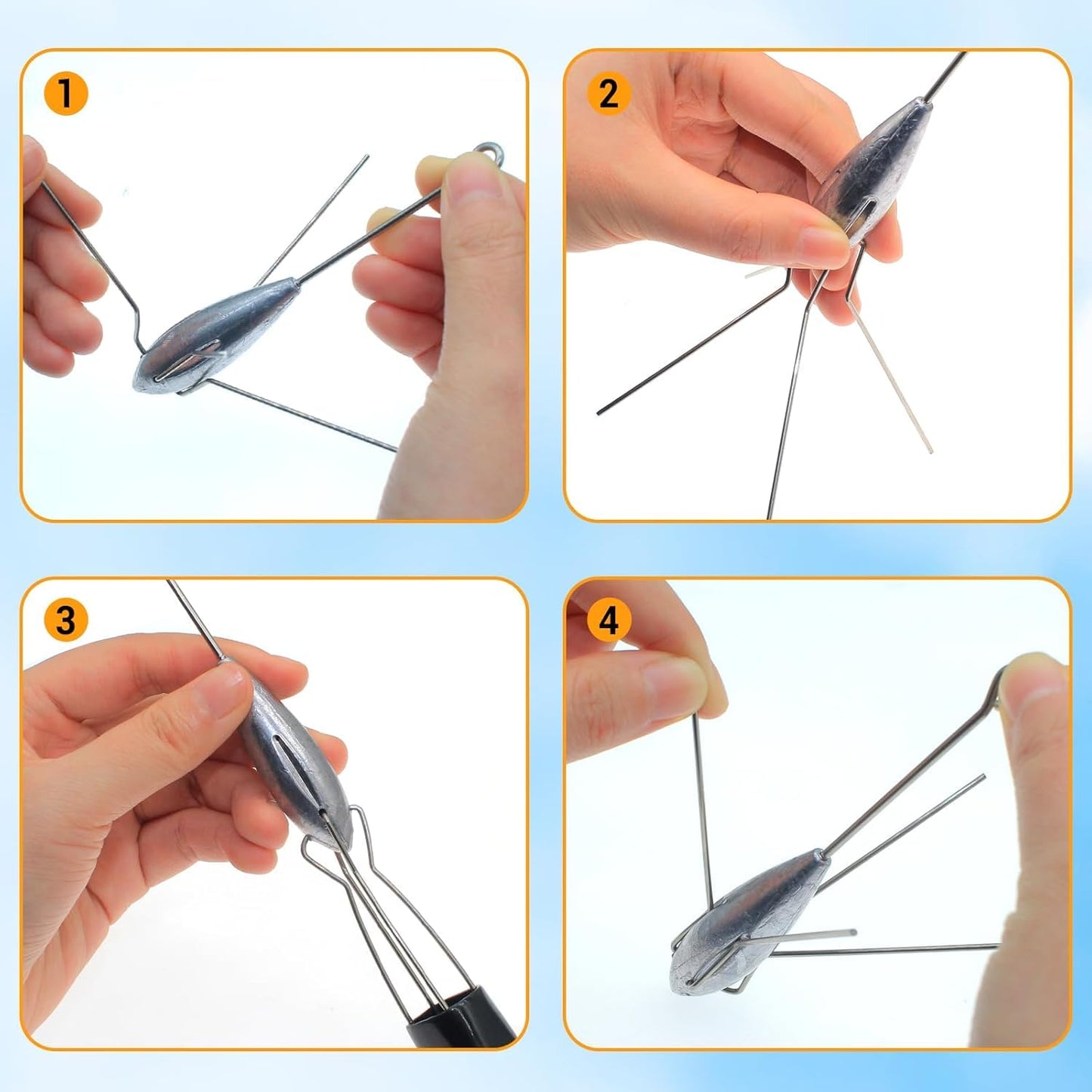 Gefischtter Sputnik Sinker Fishing Weights Lead Fishing Equipment Long Tail Surfing Casting Spider Sinkers for Catfish Saltwater Beach Sand Ocean (3oz - 4pcs)