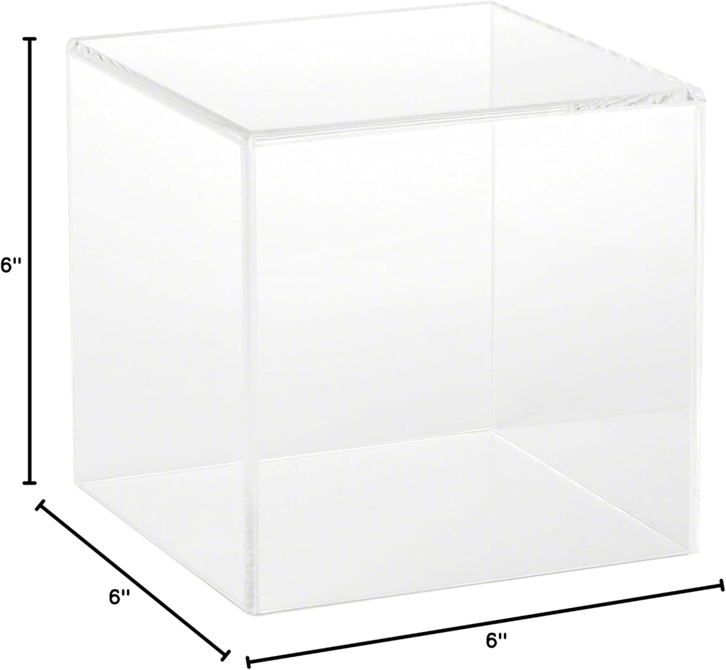 Plymor Clear Acrylic Display Case with Hardwood Base, 6" x 6" x 6"