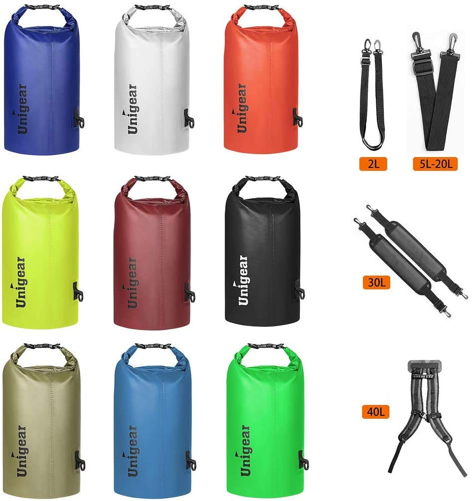 Unigear Dry Bag Waterproof, Floating and Lightweight Bags for Kayaking, Boating, Fishing, Swimming and Camping with Waterproof Phone Case (Green, 5L)