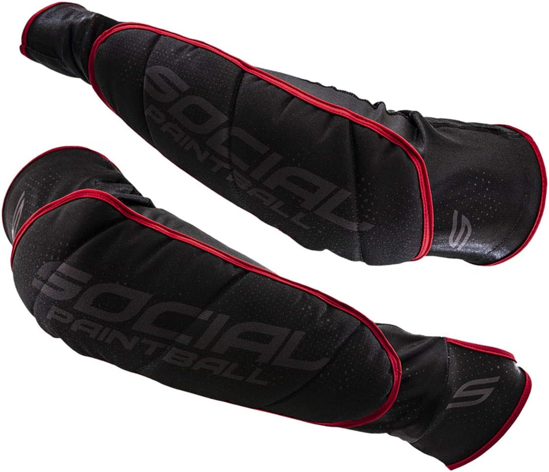 Social Paintball SMPL Arm & Elbow Pads Protection, Black Red
