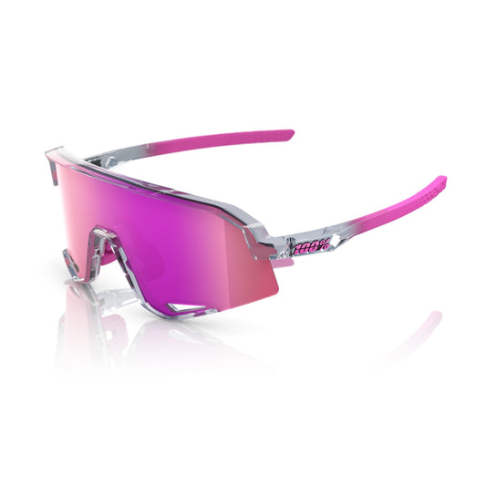 100% Slendale Sunglasses - Polished Translucent Grey; Purple Multilayer Mirror
