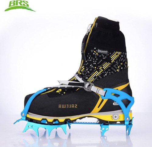 BRS-S3 Ultralight 14 Teeth Aluminium Alloy Bundled Crampons Ice Gripper Outdoor Ice Climbing Kits Crampons for Footwear (Blue)