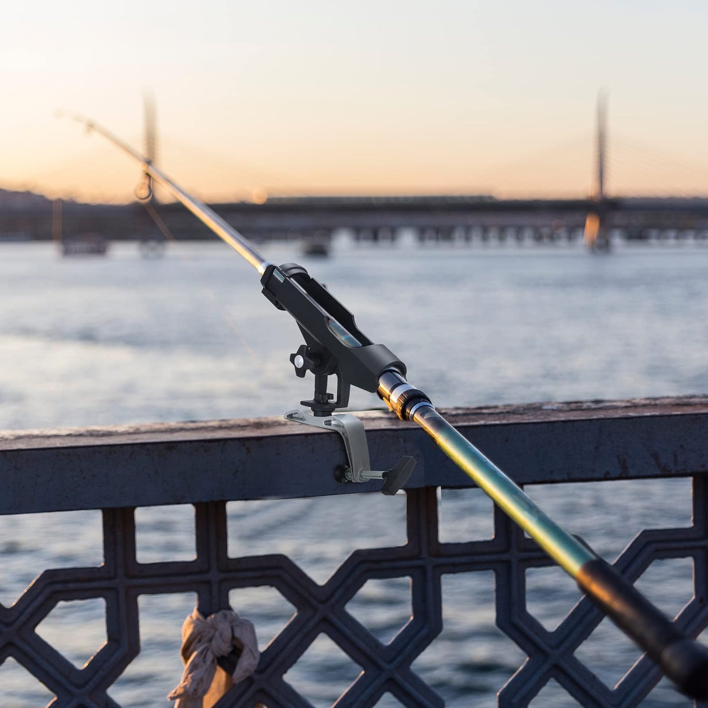 4 Pcs Fishing Boat Rods Holder 360 Degree Adjustable Folding Fishing Pole Holders with Large Clamp Opening for Boat Trolling Holder Pole Stand Rack Rod Bracket for Kayak Canoe Dock