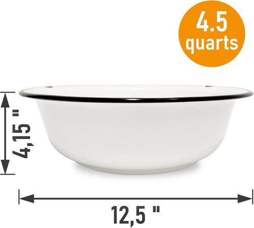BCD Classic Primitive Enamelware Basin - Vintage-Style Metal Bowl for Kitchen, Camping, and Everyday Use – Chip-Resistant & Easy to Clean