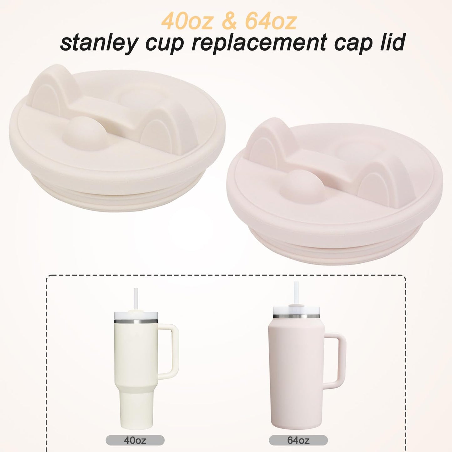 Genleas Tumbler Lids with Phone Shelf for Stanley cups 40 & 64 oz, Silicone Replacement Lids with Cell Phone Holder for Stanley Quencher H2.0 40 oz & 64 oz, Tumbler Cup Accessories for Stanley, Pink