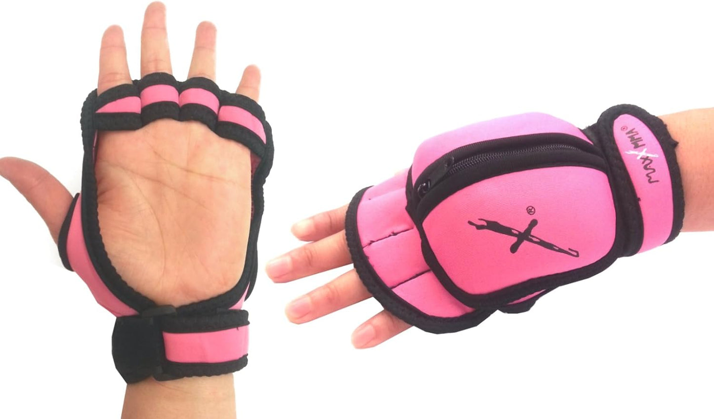 MaxxMMA Adjustable Weighted Gloves, 2 lb. Set - Removable Weight (2 x 0.5 lb. Each Glove) for Sculpting MMA Kickboxing Cardio Aerobics Hand Speed Coordination Shoulder Strength