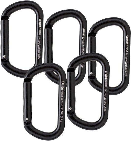 Fusion Climb Supreme II Aluminum Oval-Shape Carabiner 5-Pack,Black,One Size,(FP-9318-BLK-5P)